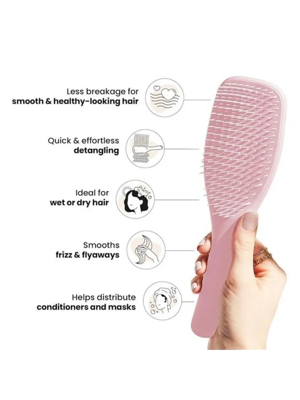 Detangler hair brush wet dry hair all hair types reduces knots prevents breakage